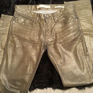 Mens Guess Green Pleather Jeans